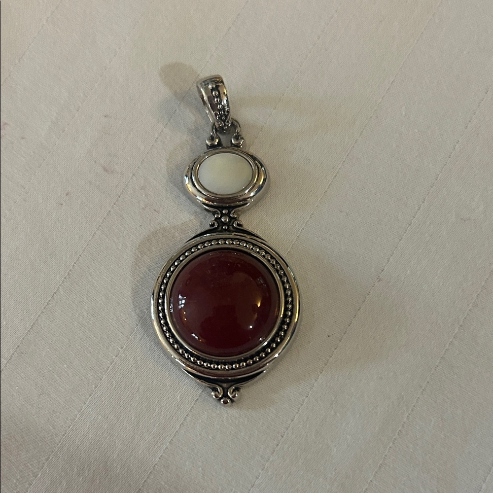 Lia Sophia Silver Necklace with Red and White Accents
